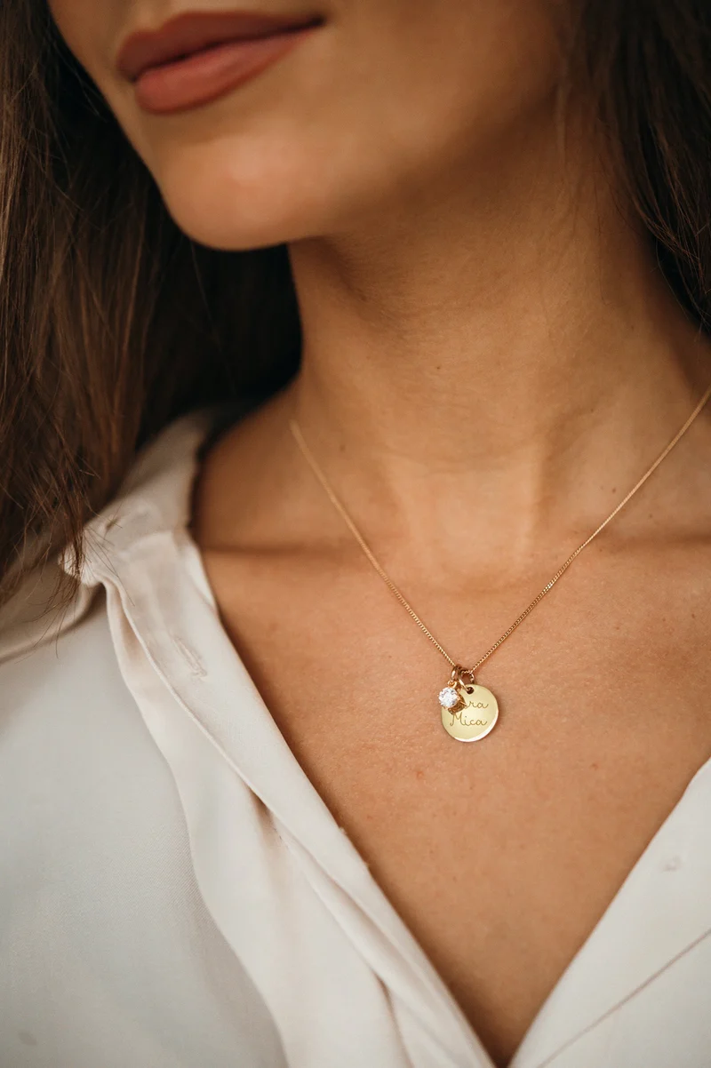 Geboortesteen Coin Ketting - Verguld - Gepersonaliseerde Ketting