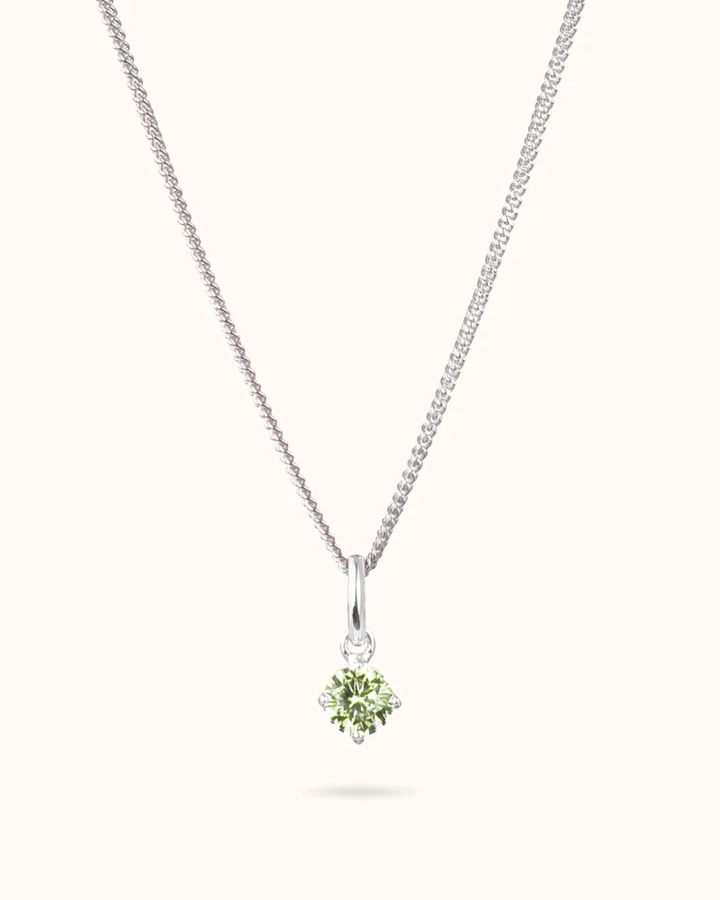 Geboortesteen Charm Ketting - Zilver - Gepersonaliseerde Ketting