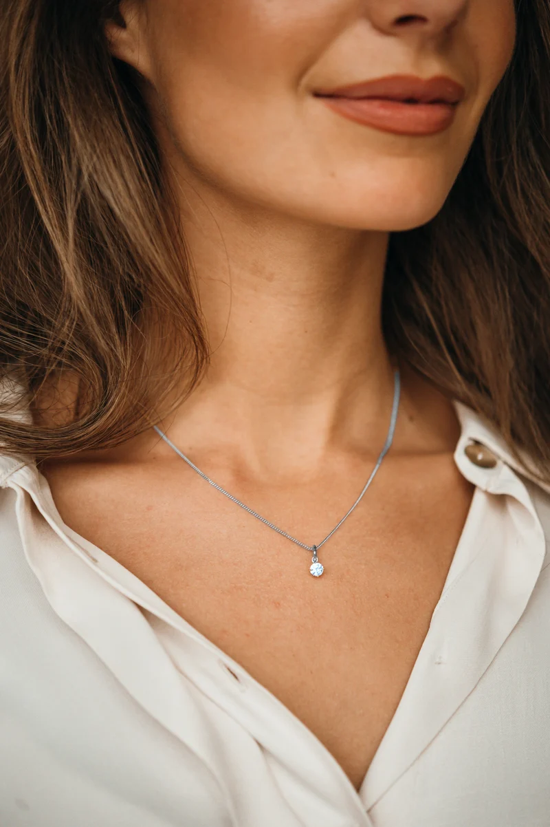 Geboortesteen Charm Ketting - Zilver - Gepersonaliseerde Ketting