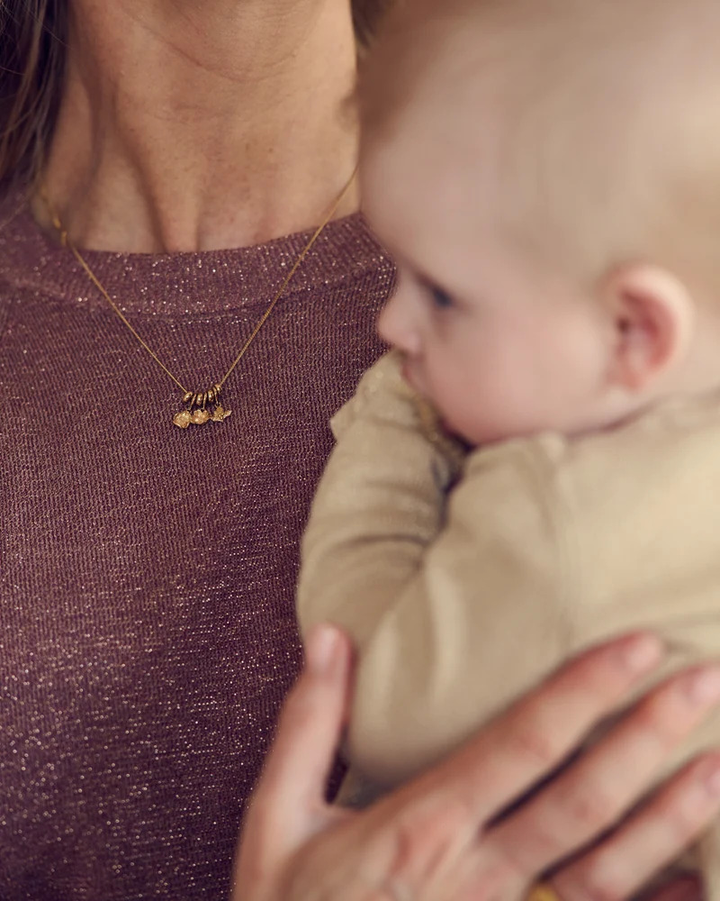 Geboortebloem Sliding Ketting - Verguld - Gepersonaliseerde Ketting