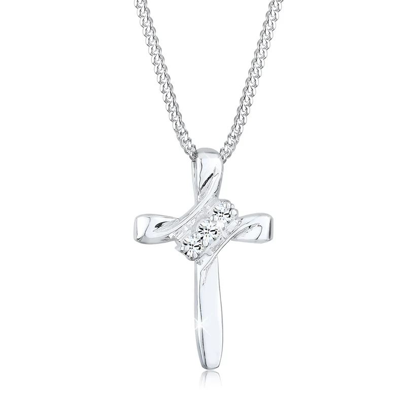 Halskette Kreuz | Mit Kristallen von Swarovski® (Weiß)