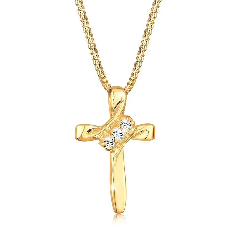 Halskette Kreuz | Mit Kristallen von Swarovski® (Weiß)