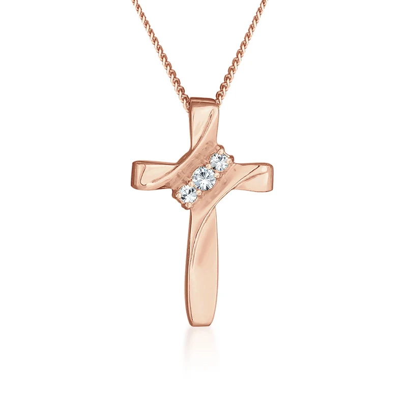 Halskette Kreuz | Mit Kristallen von Swarovski® (Weiß)