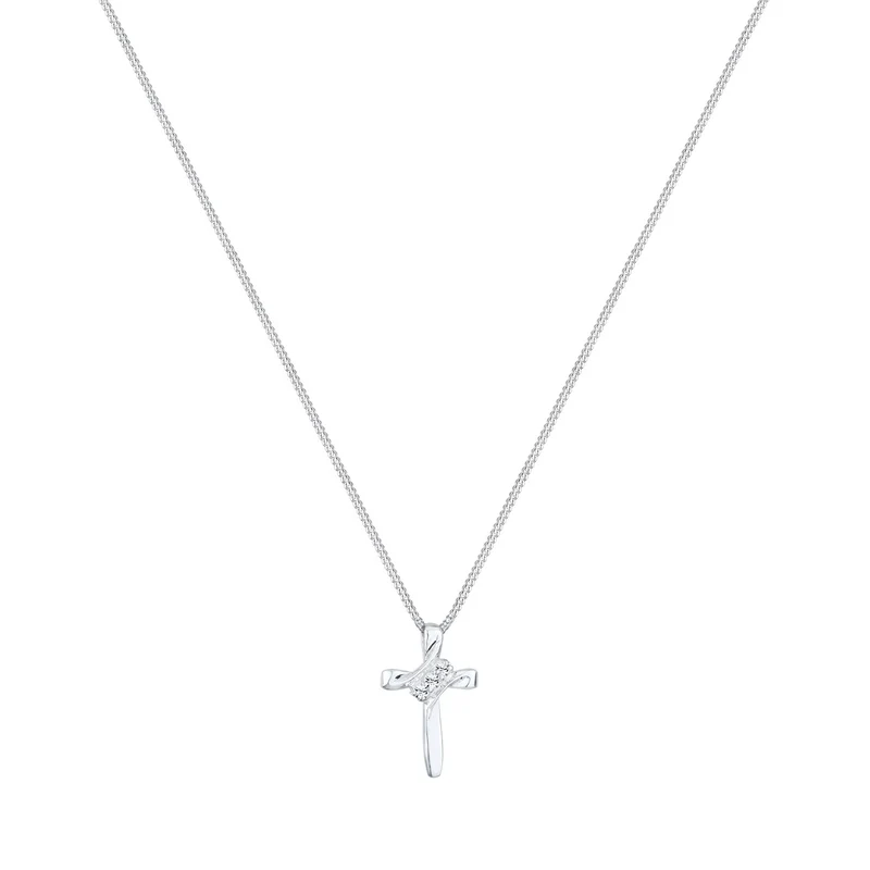 Halskette Kreuz | Mit Kristallen von Swarovski® (Weiß)