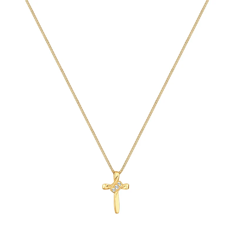 Halskette Kreuz | Mit Kristallen von Swarovski® (Weiß)