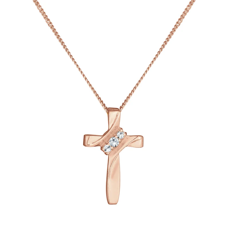 Halskette Kreuz | Mit Kristallen von Swarovski® (Weiß)