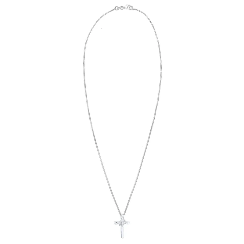 Halskette Kreuz | Mit Kristallen von Swarovski® (Weiß)
