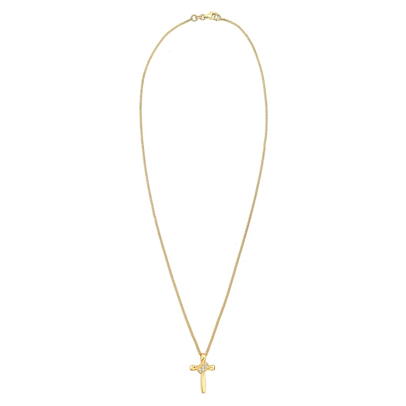 Halskette Kreuz | Mit Kristallen von Swarovski® (Weiß)