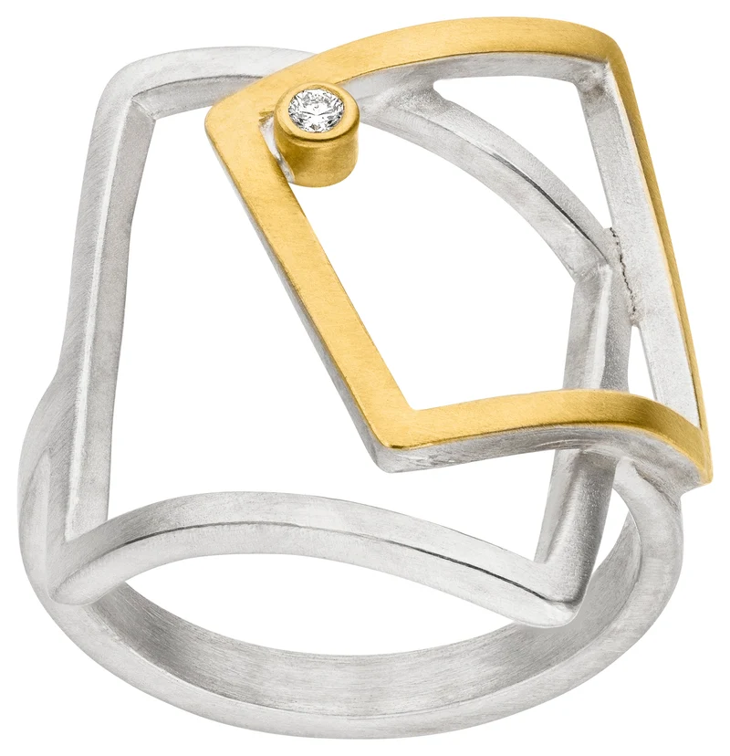 925er Silber Ring feingoldbelegt MANU R1405BR