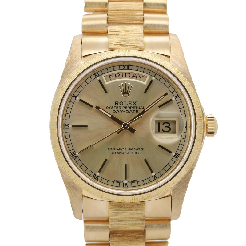 Rolex Day-Date 36 Borke 18078 Gelbgold Papiere 1982
