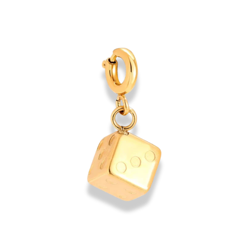 Golden Dice Charm 14K Vergoldet