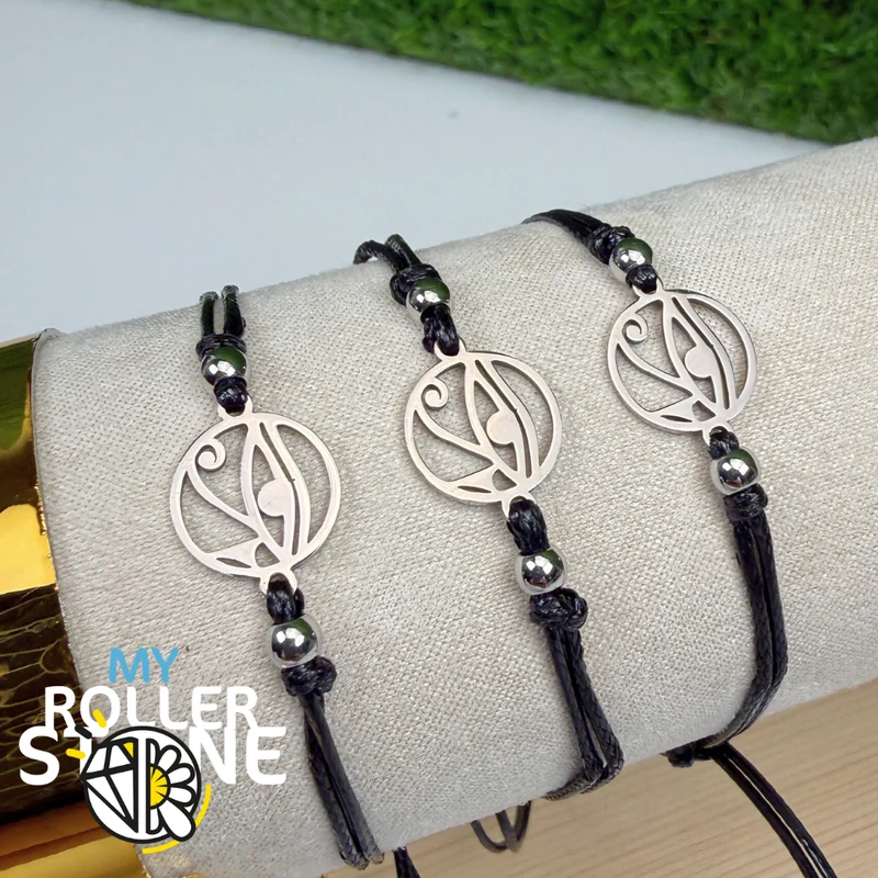 Verstellbares Horusauge-Armband mit Kordel – Edelstahl