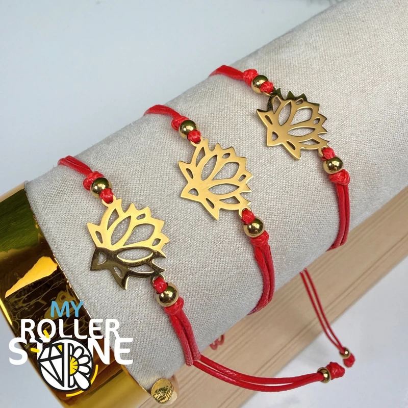Verstellbares Lotusblumen-Armband – vergoldeter Edelstahl