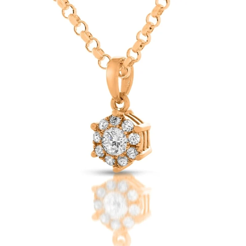 Edle Damen Halskette mit Zirkonia Anhänger Collier rosé vergoldet Geschenk