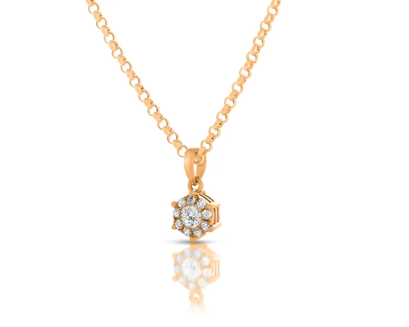 Edle Damen Halskette mit Zirkonia Anhänger Collier rosé vergoldet Geschenk
