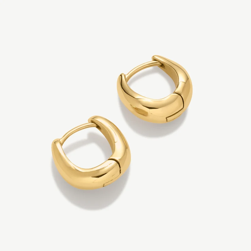 Gold Wave Huggie Hoop Earrings