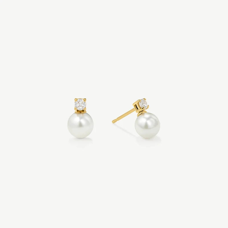 Gold Bridal Pearl Drop Earrings