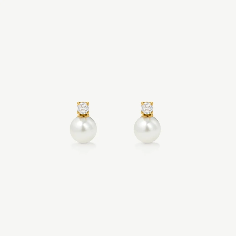 Gold Bridal Pearl Drop Earrings