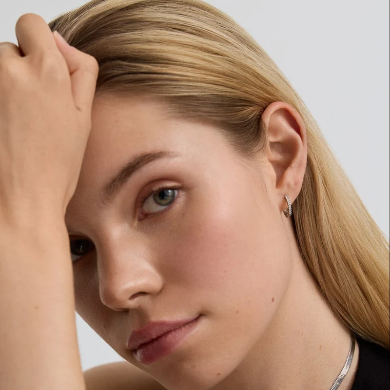Gold Tennis Huggie Hoop Earrings