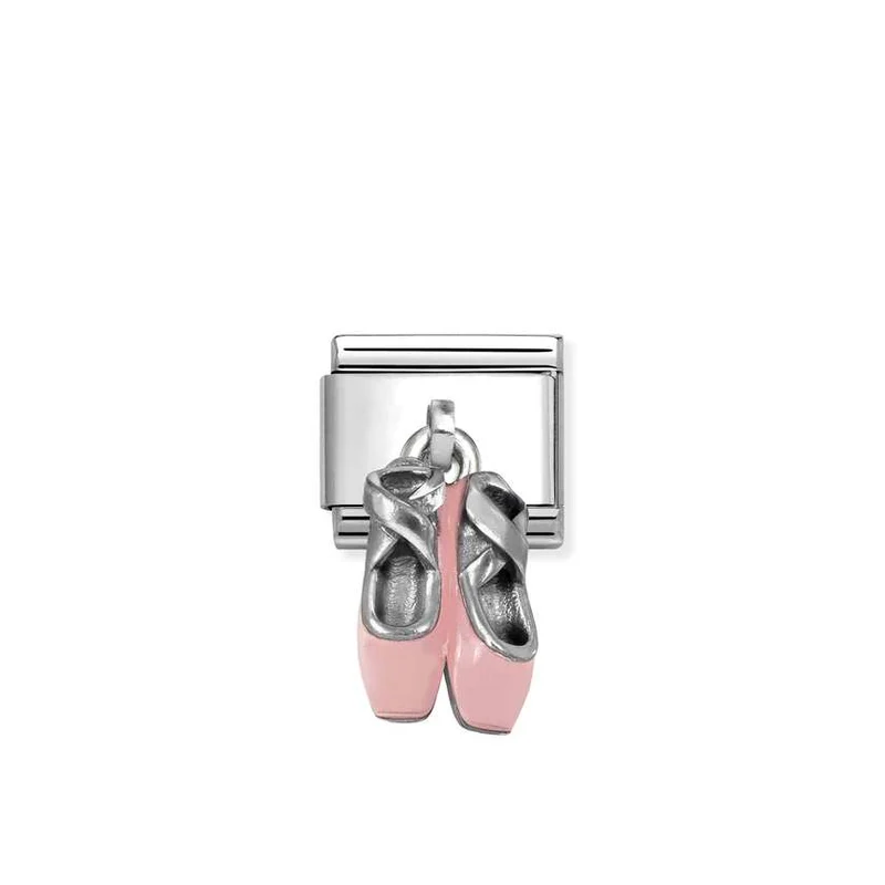 Classic Silver and Enamel Pink Ballet Shoes Sports & Hobbies Pendant Charms