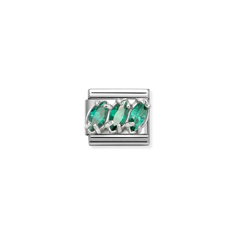 Classic Silver & CZ Green Trilogy Sparkly & Stones Charms