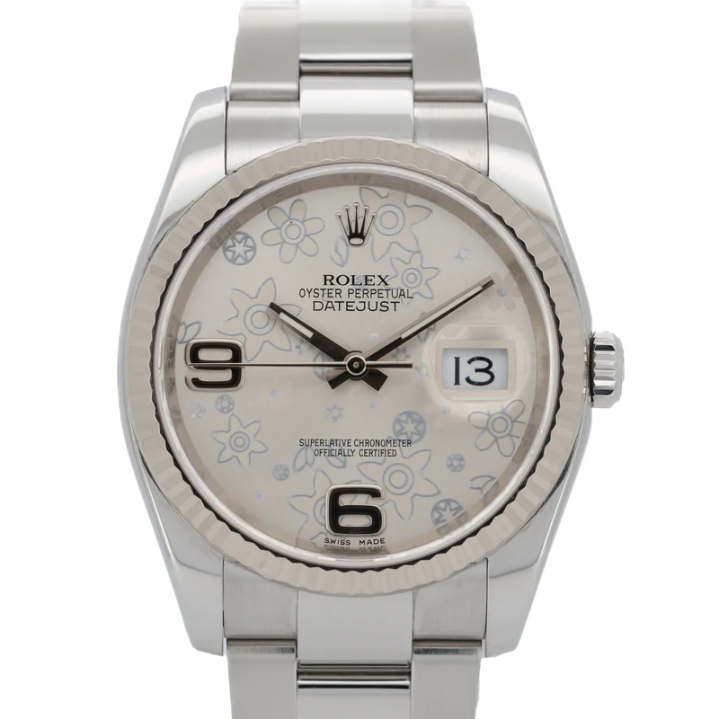 Rolex Datejust 36 116234 Flower Dial Oyster Weißgold Edelstahl