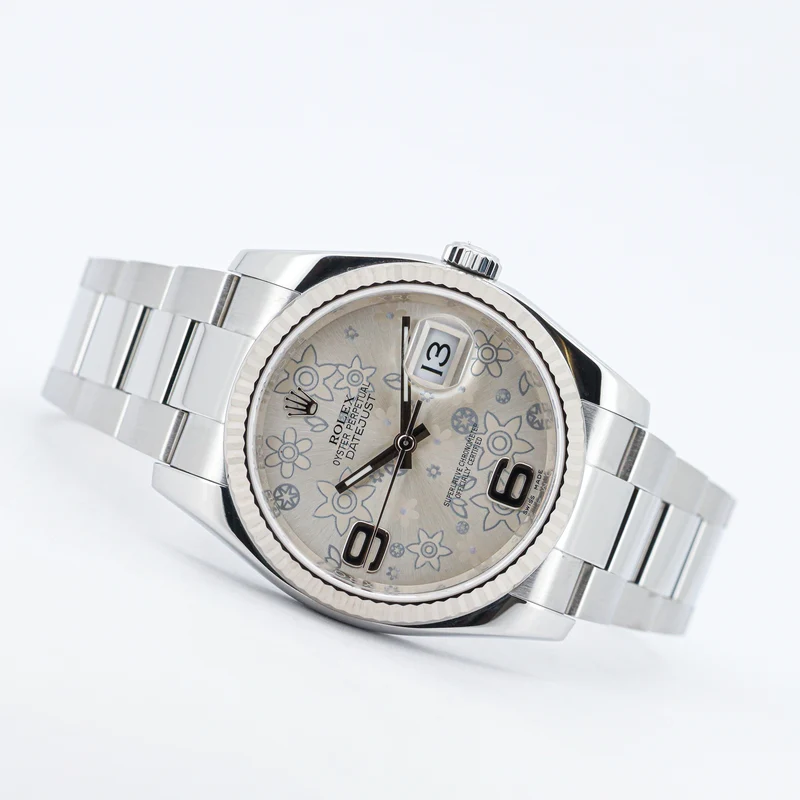 Rolex Datejust 36 116234 Flower Dial Oyster Weißgold Edelstahl