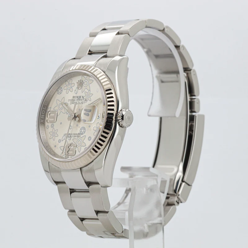 Rolex Datejust 36 116234 Flower Dial Oyster Weißgold Edelstahl
