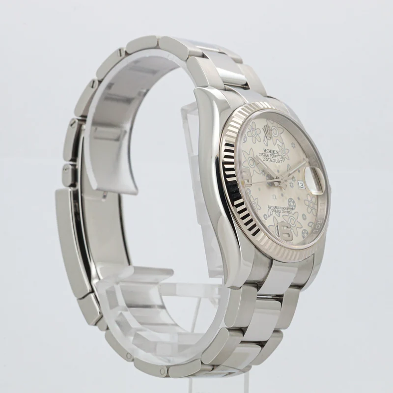 Rolex Datejust 36 116234 Flower Dial Oyster Weißgold Edelstahl