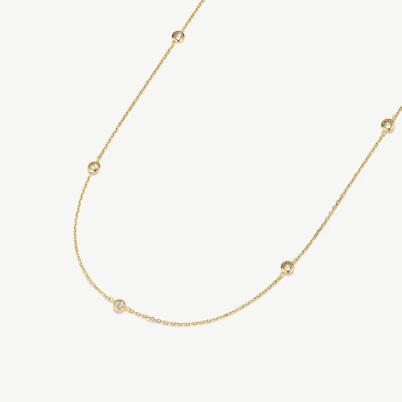 Gold Multi Stone Chain Necklace