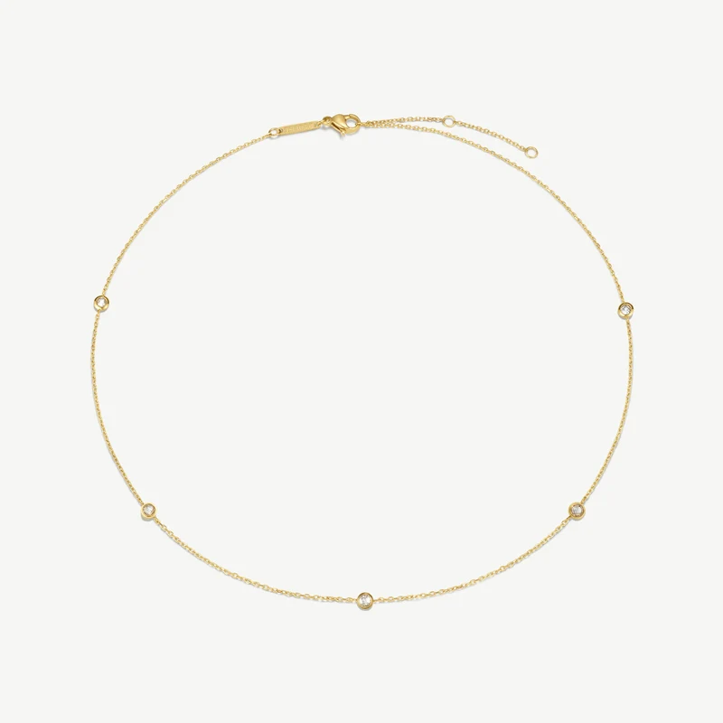 Gold Multi Stone Chain Necklace