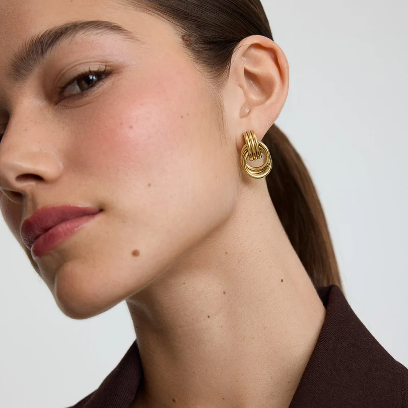 Gold Knot Statement Stud Earrings