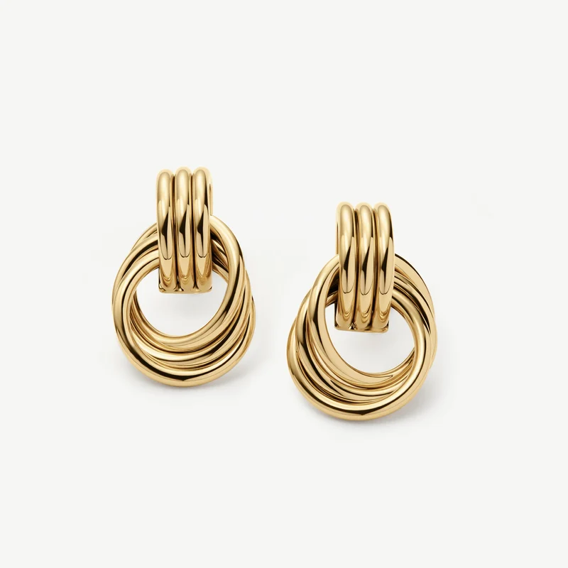 Gold Knot Statement Stud Earrings