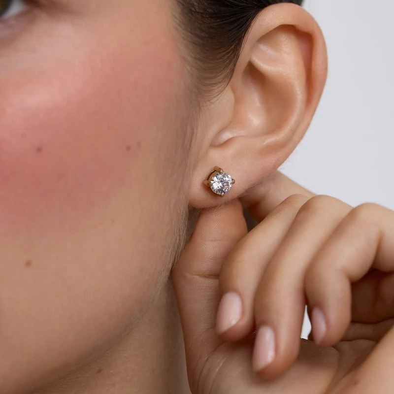 Gold Classic Tennis Stud Earrings