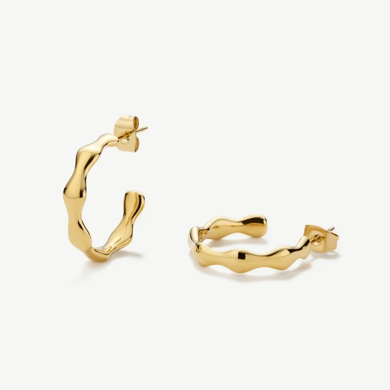 Gold Bamboo Hoop Earrings