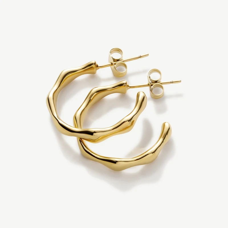 Gold Bamboo Hoop Earrings