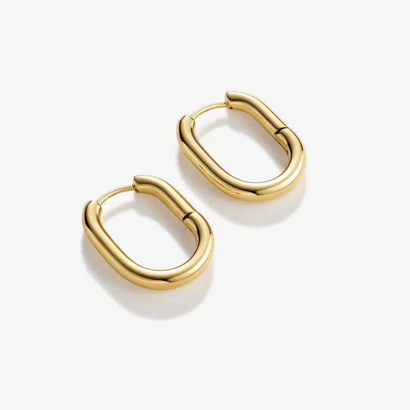 Gold Oval Hoop Earrings