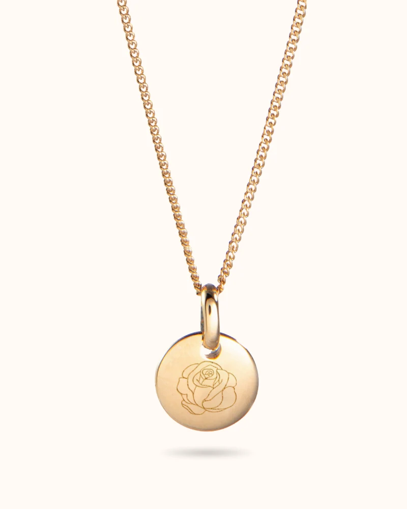 Geboortebloem Mini Coin Ketting - Verguld - Gepersonaliseerde Ketting