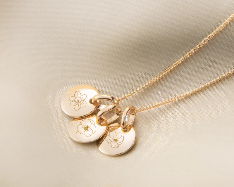 Geboortebloem Mini Coin Ketting - Verguld - Gepersonaliseerde Ketting