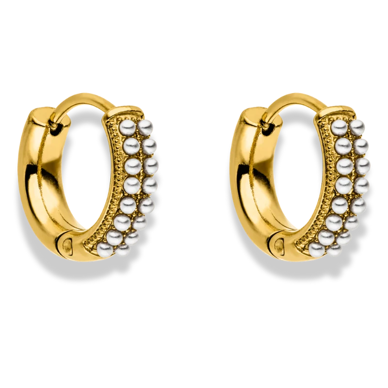 Glorious Pearl Huggie Ohrringe 14K Vergoldet