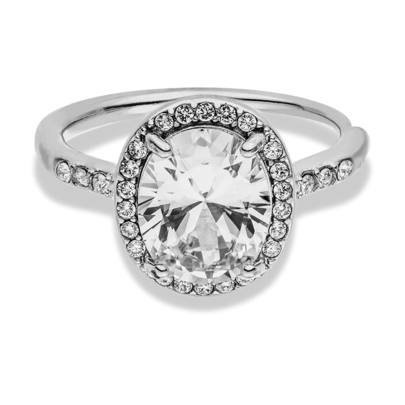 Crystal Pave Oval Ring 18K Vergoldet