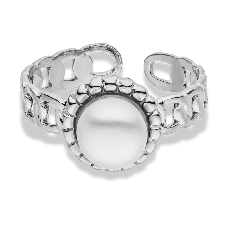 Elegance Pearl Lock Ring 14K Vergoldet