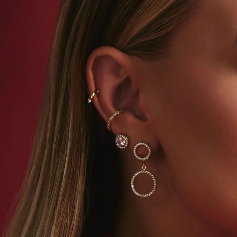 Pave Double Karma Ohrstecker 14K Vergoldet