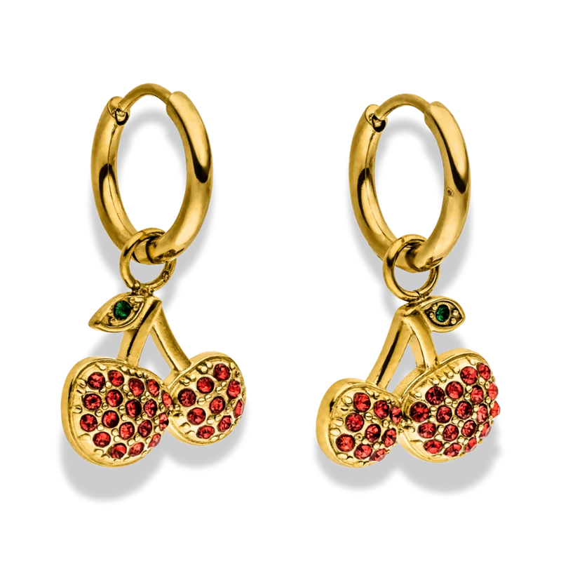 Sparkling Cherry Huggie Ohrringe 14K Vergoldet