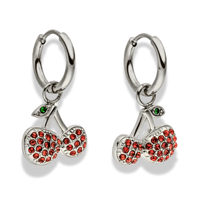 Sparkling Cherry Huggie Ohrringe 14K Vergoldet
