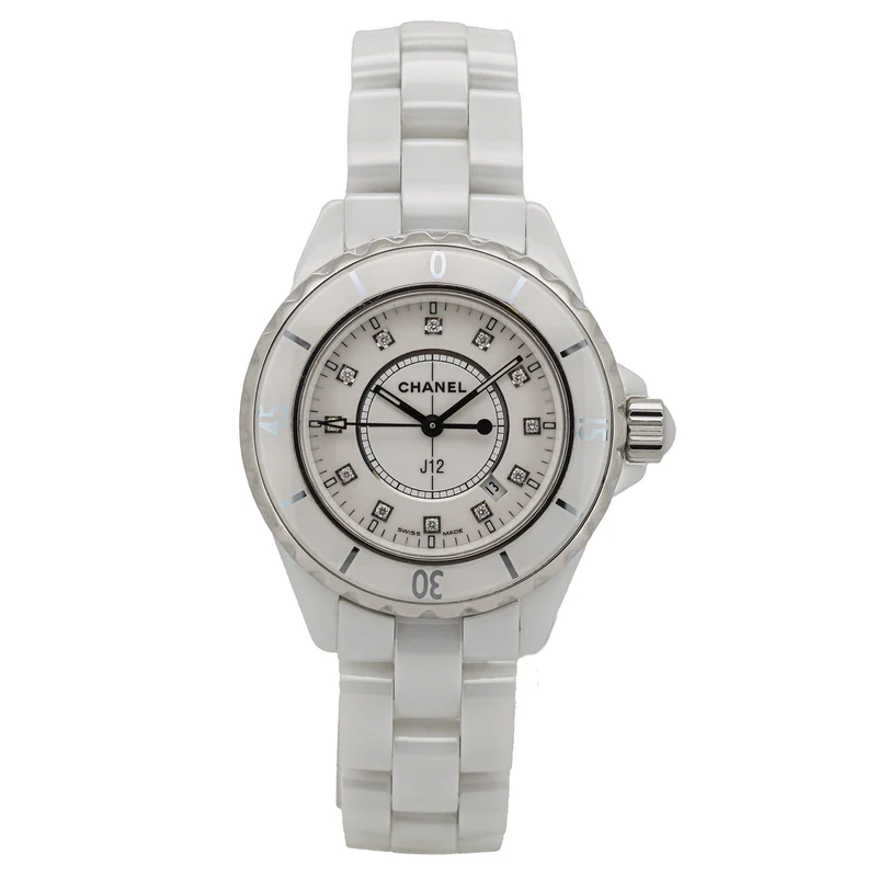 Chanel J12 33mm H0968 White Ceramic Diamond Dial