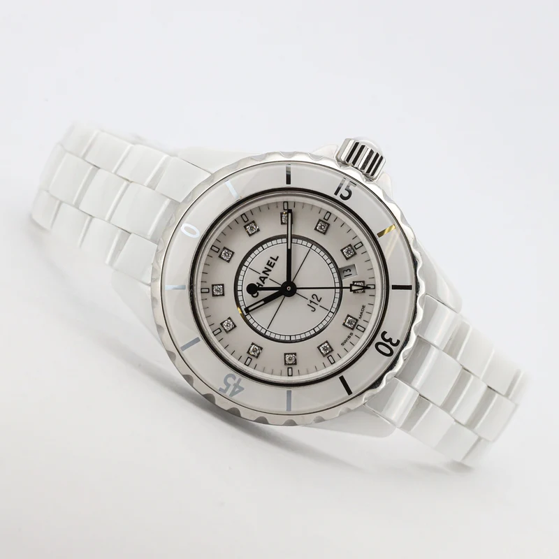 Chanel J12 33mm H0968 White Ceramic Diamond Dial