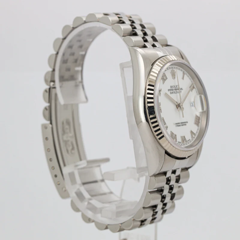 Rolex Datejust 36 16234 White Roman Dial no holes Edelstahl