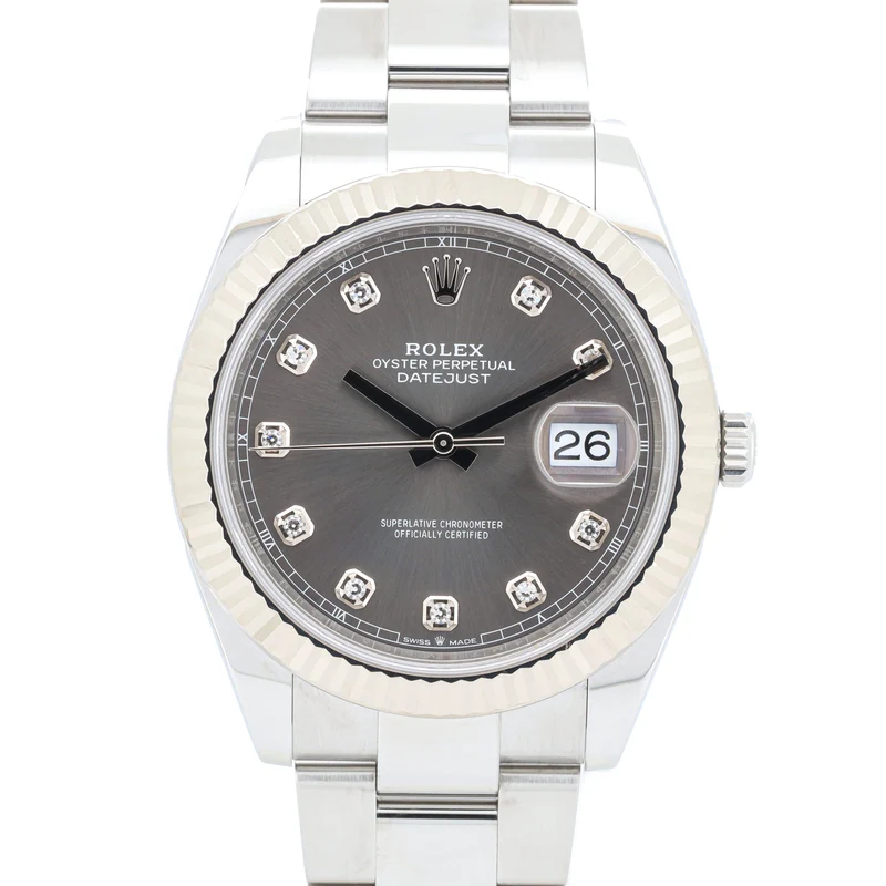 Rolex Datejust 41 126334 Rhodium Diamond Dial Qyster