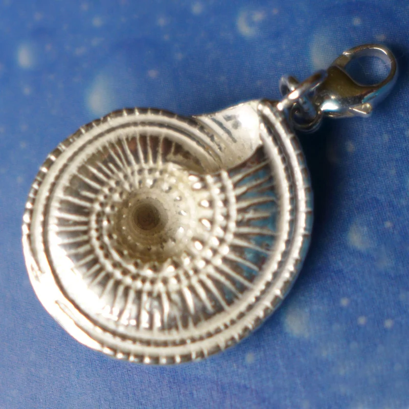 Sonnenuhrschnecke small Charms mit Karabiner